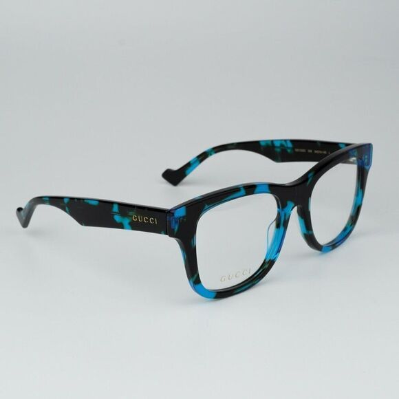 NEW Gucci GG1332O 006 Spotted Black Turquoise Havana Square Men Eyeglasses - Picture 4 of 11